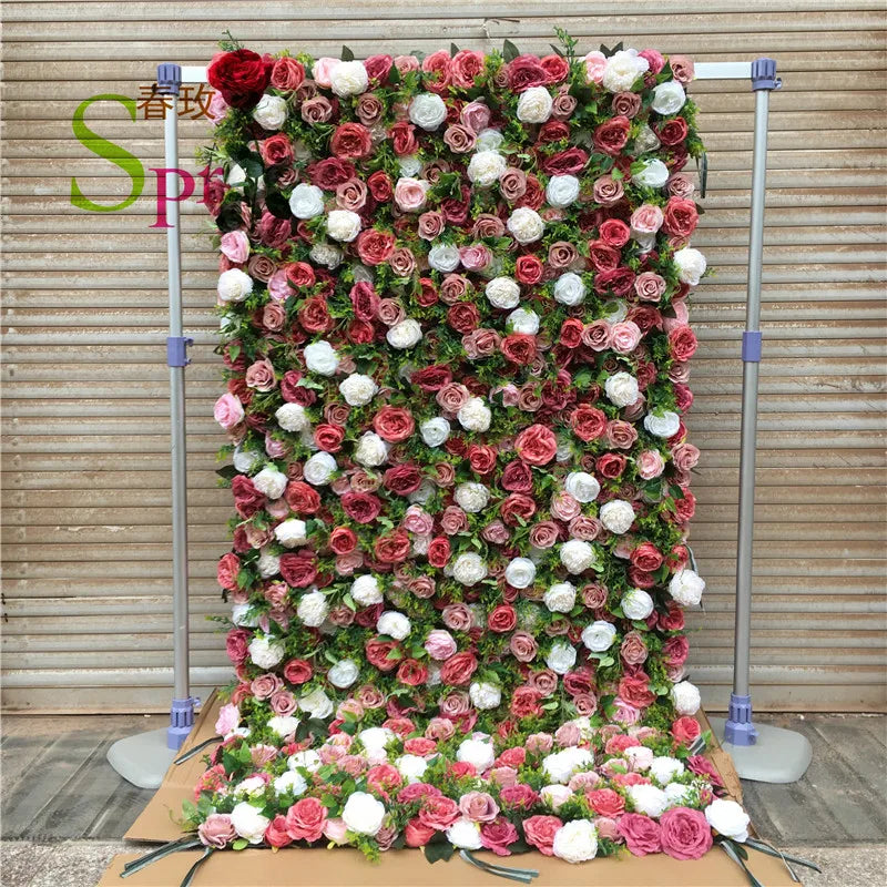 SPR Customized size Wedding Silk Rose Artificial Flower Invitations Backdrop Flower Walls Wedding Artificial Flower for Home