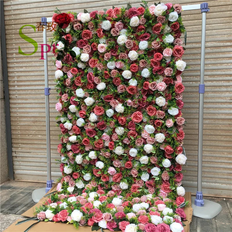SPR Customized size Wedding Silk Rose Artificial Flower Invitations Backdrop Flower Walls Wedding Artificial Flower for Home
