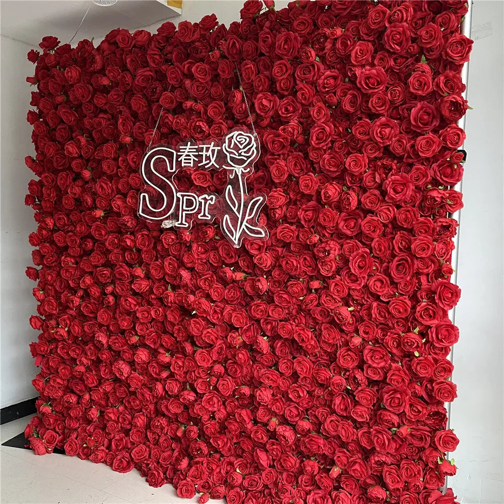 SPR Bridal Bouquet Wedding Decoration Indoor Decorative Silk Roses Flowers Artificial Backdrop Flower Floral Wall Panel Roll