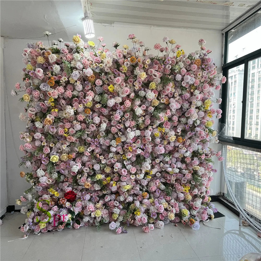 SPR Wedding 7 D Wedding Flower Wall Artificial Silk Rose Flower Wall Backdrop Decorative Artificial Flower Wall