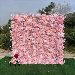 SPR 7D Roll up Handmade Custom Size Color Artificial Floral Wall Greenery with Hydrangea Rose Lotus Wedding Backdrop Panel - 100*100cm(39.37*39.37in) / SPR-FW221020-3