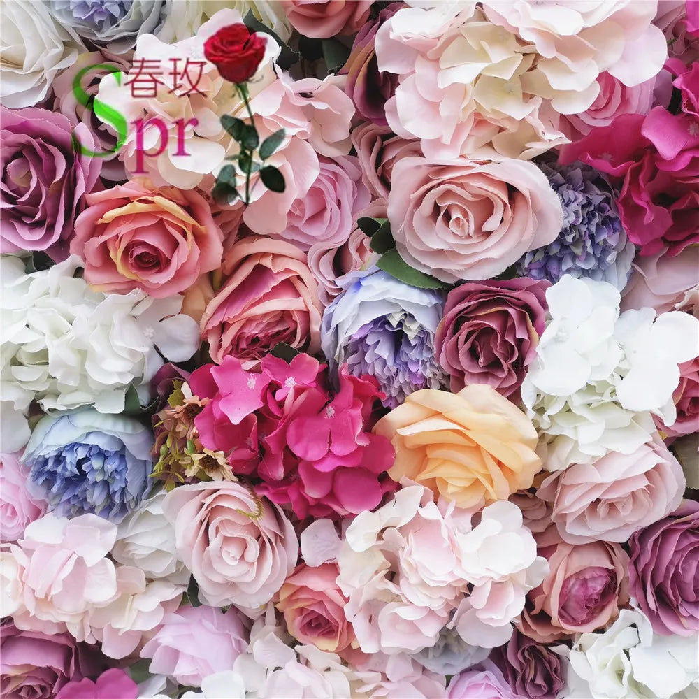 SPR Rose Wall Artificial Silk Rose 3D Flower Wall Background Party Decor Wall