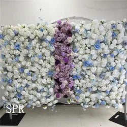 SPR Rolled Ombre  Silk Flower Cloth Silk Structure Material Wedding Stage Backdrop Artificial Flowers Wall for Salon Wall D - 1*1m(3.28*3.28ft) / SPR-FW221217-17