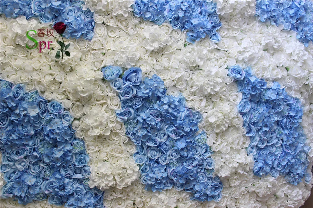 SPR Flower Wall Backdrop High Quality Roll up Artificial Silk Rose and Hydrangea Moveable Panels for Outdoor Wedding Decoration