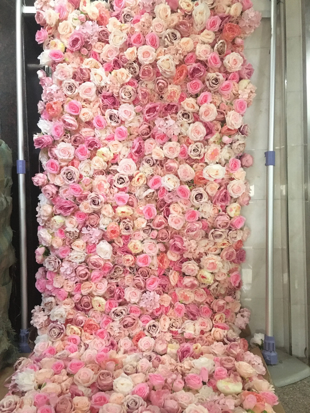 SPR Bridal Bouquet Roll up Fabric Plastic Rose Peony Arrangement Silk Artificial Flower Wall Panel Wedding Decoration Backdrop