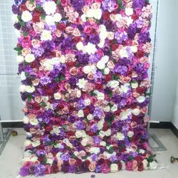 SPR 1.2*2.4m(4*8ft)/pc Roll up Cloth  Flower Wall Backdrop Wedding Occasion Decoration Event Artifical Flower Arrangement - 1*1m(3.28*3.28ft) / Purple