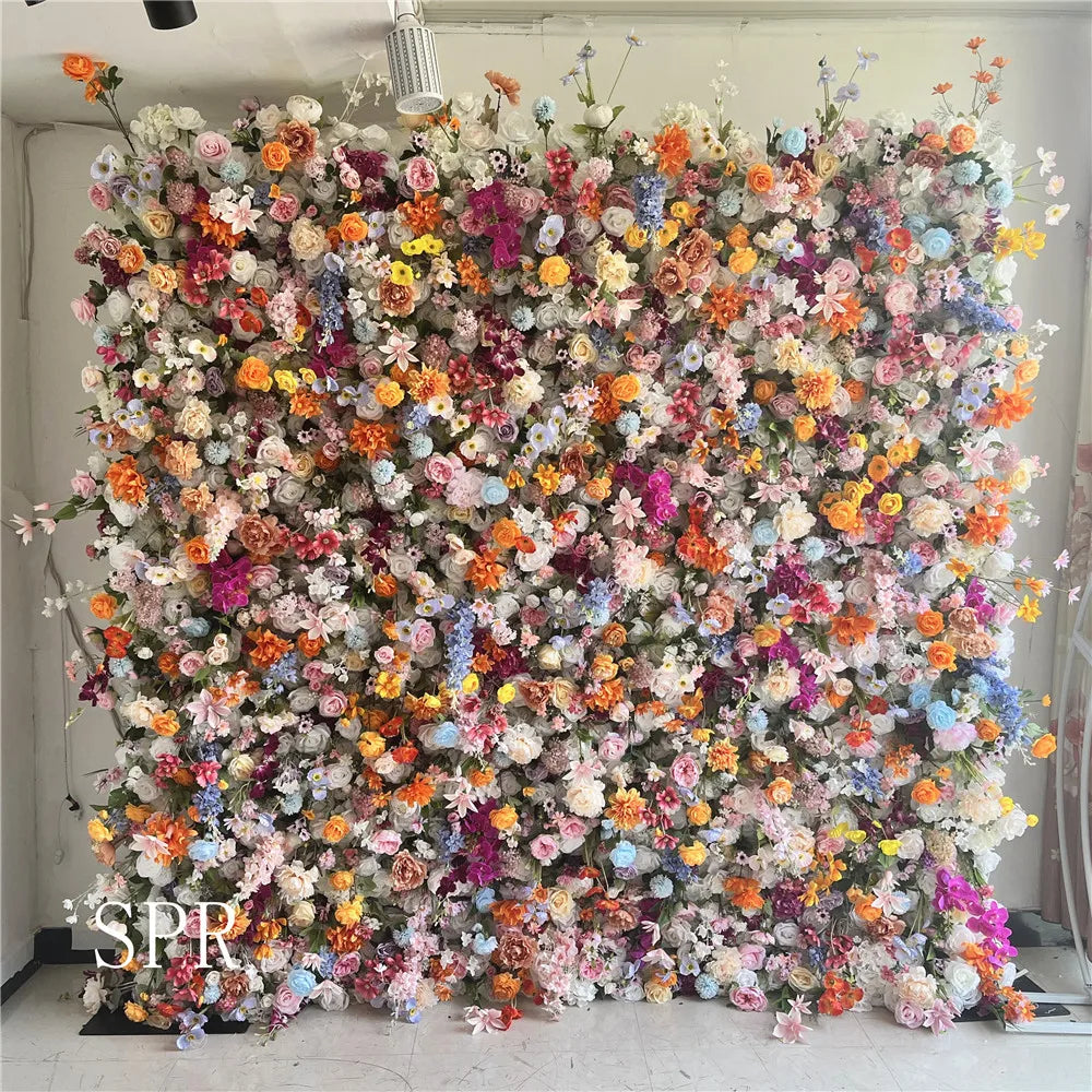 SPR Rolled Flower Wall Silk Flower Cloth Silk Structure Material Wedding Stage Backdrop Artificial Flowers for Salon Wall Decor