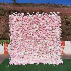 SPR Bridesmaids Bouquet Top Selling Roll up Cloth Black Silk Flower Wall for Wedding Party Birthday Baby shower Decoration Wall - 1*1M(3.28*3.28ft) / SPR-FW231122-11