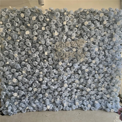 SPR Bridal Bouquet Fabric Back Blue Flower Wedding Decor Backdrop Flowerwall Artificial Decoration Custom Floral Wall Panels
