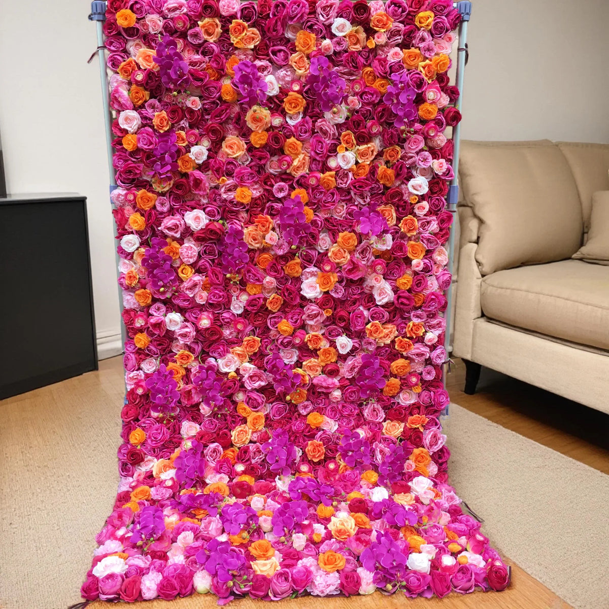 SPR Customized Size & Color Wedding & Chinese New Year Backdrop Silk Artificial Flower Wall Bohemian Style Handmade Roses
