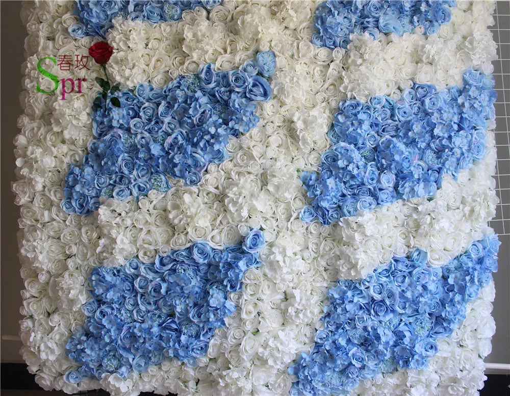 SPR Flower Wall Backdrop High Quality Roll up Artificial Silk Rose and Hydrangea Moveable Panels for Outdoor Wedding Decoration