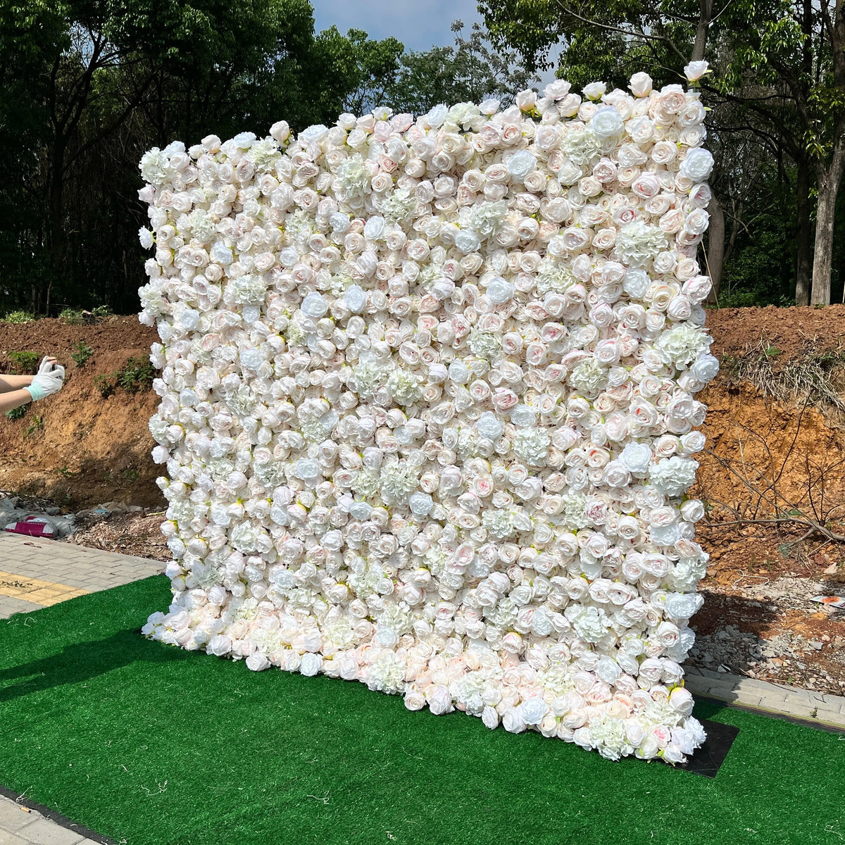 SPR Artificial Silk Flower Mat for Wedding Christmas Chinese New Year Wall Decoration Backdrop Panel Rose Flower Wall Bohemian