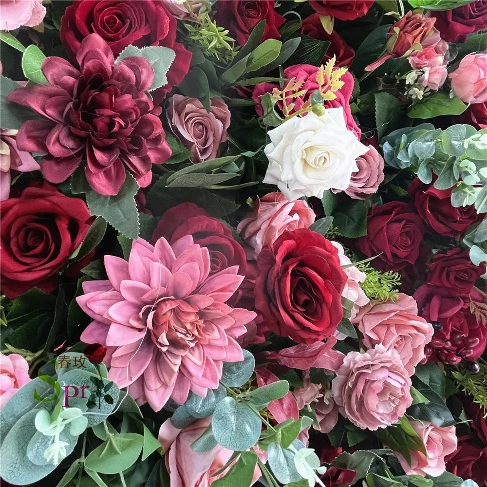 SPR 7D Roll up Handmade Custom Size Color Artificial Floral Wall Greenery with Hydrangea Rose Lotus Wedding Backdrop Panel