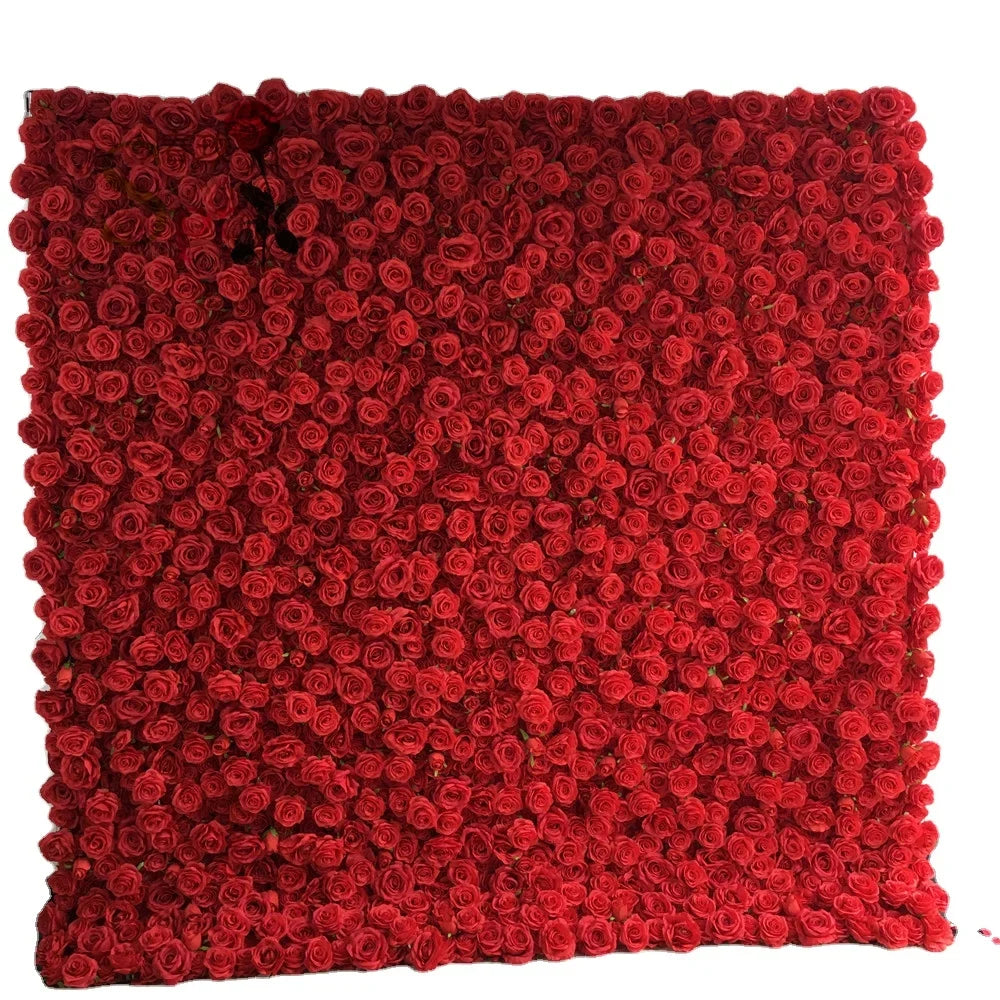 SPR High Quality Handmade Anti-Bacterial 5D Red Artificial Rose Fabric Wall for Wedding and Event Decorations