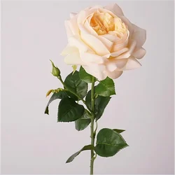 High Quality Real Touch Roses Long Stem Red Ivory Rose Real Touch Faux Flowers for Wedding Home Decorations - Total Length 69CM / 01-Light Yellow