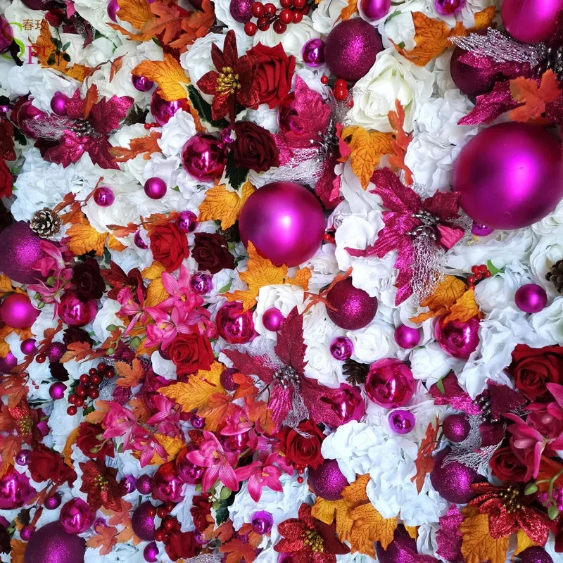 SPR Modern Christmas Flower Wall Backdrop with Silk Cloth Artificial Flowers for Party Home Event Decorations