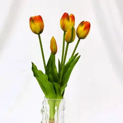 2026 New Arrival Real Touch Tulips Flowers 40cm Soft Rubber White PinK Artificial Flower for Home Wedding Decoration - 40CM(15.75in) / 07-Amber Red