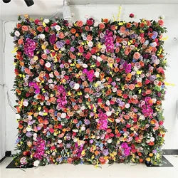 SPR Bridal Bouquet Newest Design Wedding Decoration 7D Effect Cloth Back Roll Mix Color Rose Green Plant Flower Wall - SPR-FW24318-28