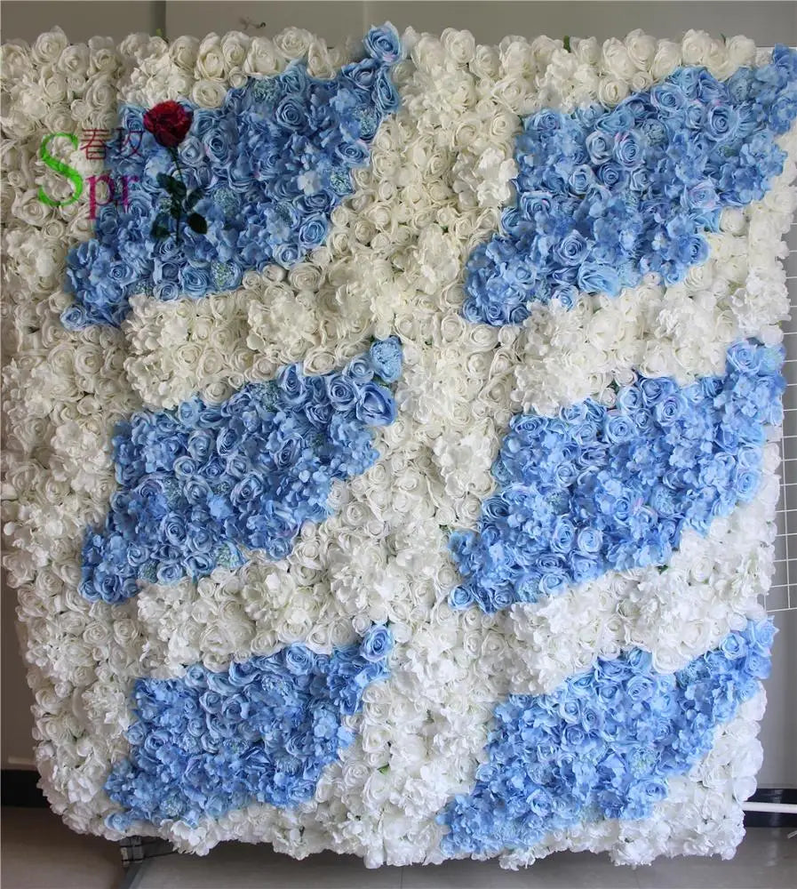 SPR Flower Wall Backdrop High Quality Roll up Artificial Silk Rose and Hydrangea Moveable Panels for Outdoor Wedding Decoration