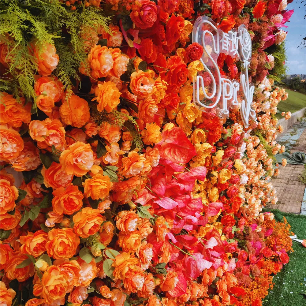 SPR Bridal Bouquet Newest Design Wedding Decoration 7D Effect Cloth Back Roll Mix Color Rose Green Plant Flower Wall
