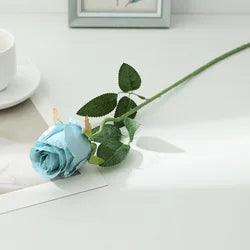 SPR High Simulation Large Artificial Roses With Long Iron Stem for DIY Floral Arrangement Wedding Home Party Decor - Large / Burgundy