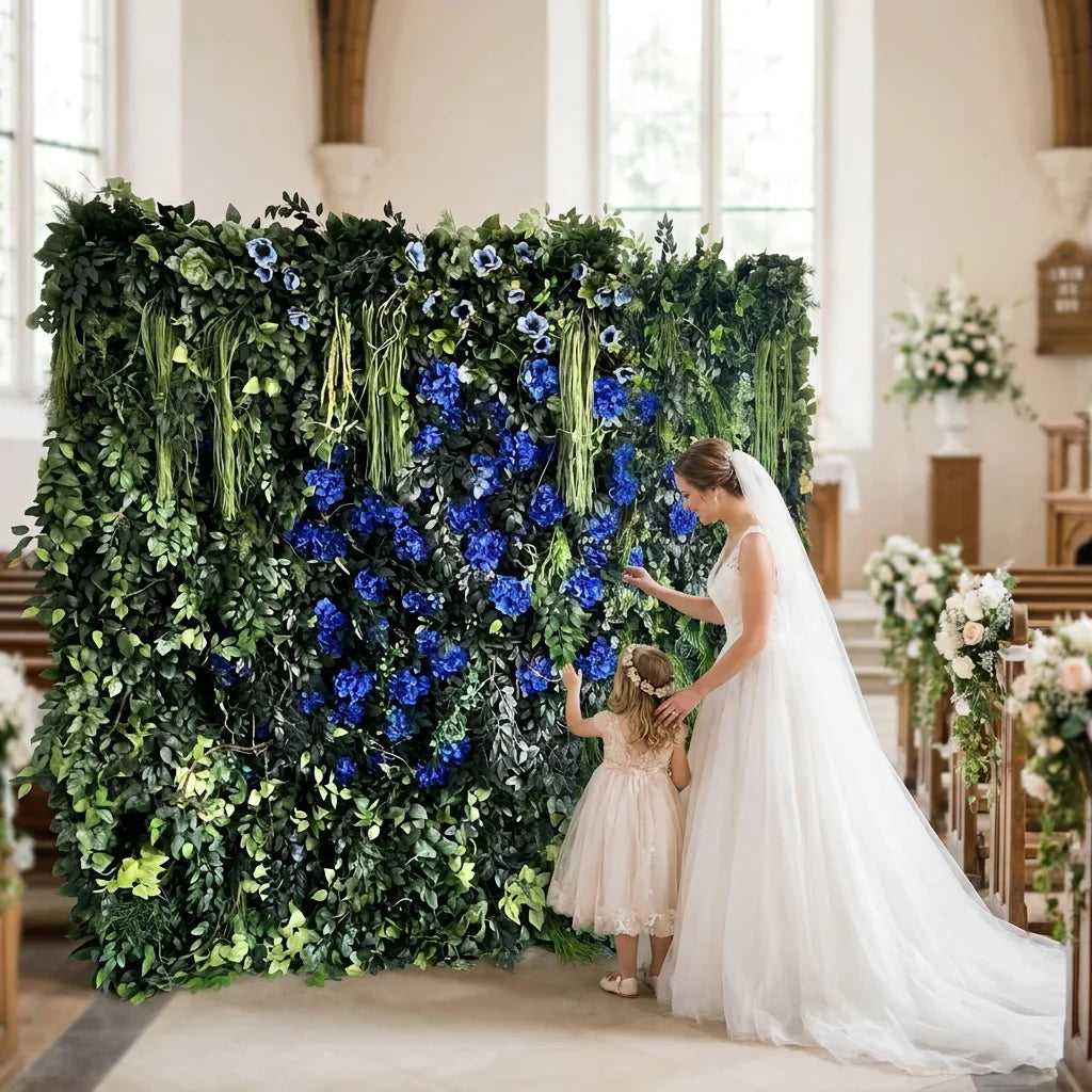 SPR Wedding Decoration Silk Green Plant Rose Hydrangear Flower Backdrop Panel Indoor Decorative Flowers Artificial Flower Wall