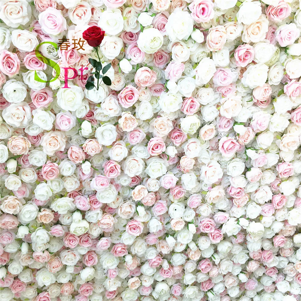 SPR Bridals Bouquet PINK Wholesale Custom White Pink Wedding Supplies  Rose Backdrop Silk Artificial Decorative Flower Wall