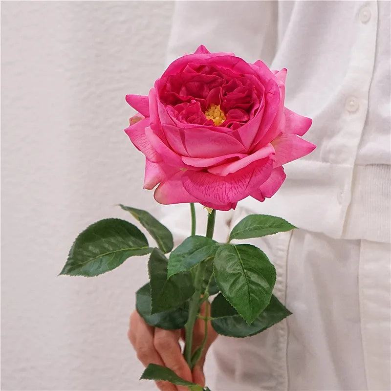 High Quality Real Touch Roses Long Stem Red Ivory Rose Real Touch Faux Flowers for Wedding Home Decorations