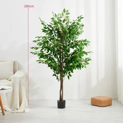 SPR Artificial Laurel Topiary Tree Set of 2 Realistic Leaves Twisted Trunk with Plastic Pot for Home Garden Patio Decor - 2 ft to 3 ft / Brown