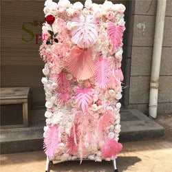 SPR Customized Size & Color Wedding & Chinese New Year Backdrop Silk Artificial Flower Wall Bohemian Style Handmade Roses - 1*1m(3.28*3.28ft) / SPR-FW20726-8