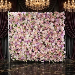 SPR New Decorative Roll up Centerpiece Flower Wall Backdrop Big Giant Artificial Silk Fabric Flower Wall for Wedding Party - SPR-FW221217-15