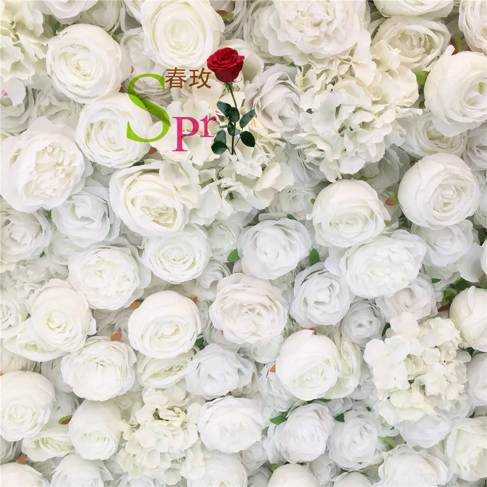 SPR Wholesale Custom White Pink Wedding Supplies Decoration Rose Backdrop Silk Artificial Decorative Flower Wall