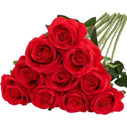 Wholesale Red Artificial Silk Roses Bouquet Long Stems Bridal Floral for Wedding Mother's Day Home Table Centerpiece Decor - 50CM(19.69in) / Khaki
