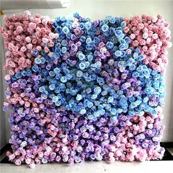 SPR Artificial Silk Rose 5D Flower Wall Decor Handmade Modern Style for Party Centerpiece Background - 1*1M(3.28*3.28ft) / Dark Blue