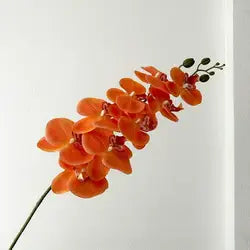 High Quality Real Touch 9 Head Artificial Phalaenopsis Flowers Big Blooms Orchid Flowers Leaves Stem Plants for Home Wedding - Height 98CM / 05-Orange