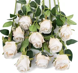 SPR High Simulation Large Artificial Roses With Long Iron Stem for DIY Floral Arrangement Wedding Home Party Decor - Large / Brown