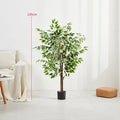 SPR Artificial Laurel Topiary Tree Set of 2 Realistic Leaves Twisted Trunk with Plastic Pot for Home Garden Patio Decor - 2 ft to 3 ft / Army Green