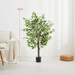 SPR Artificial Laurel Topiary Tree Set of 2 Realistic Leaves Twisted Trunk with Plastic Pot for Home Garden Patio Decor - 2 ft to 3 ft / Army Green