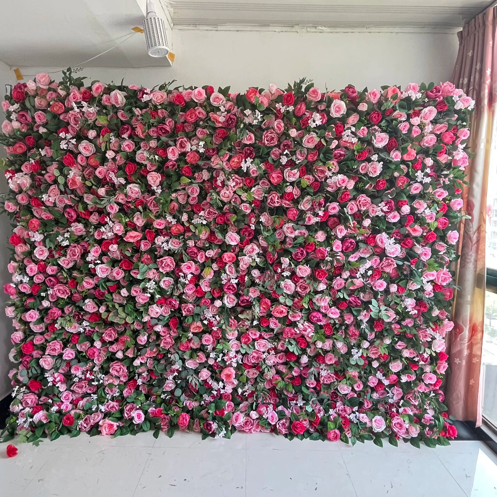 SPR Customized Handmade European High Quality Wedding Christmas Floral Roll Ombre Artificial Silk Flower Wall Rose Backdrop