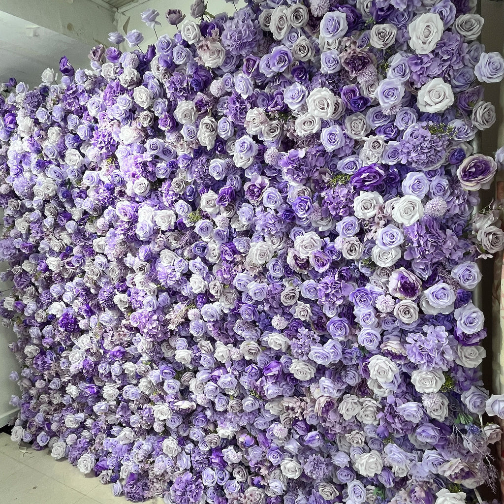 SPR Handmade Realistic Silk Blue-Violet Artificial Flower Wall Backdrop for Wedding Valentine's Day and Back to School