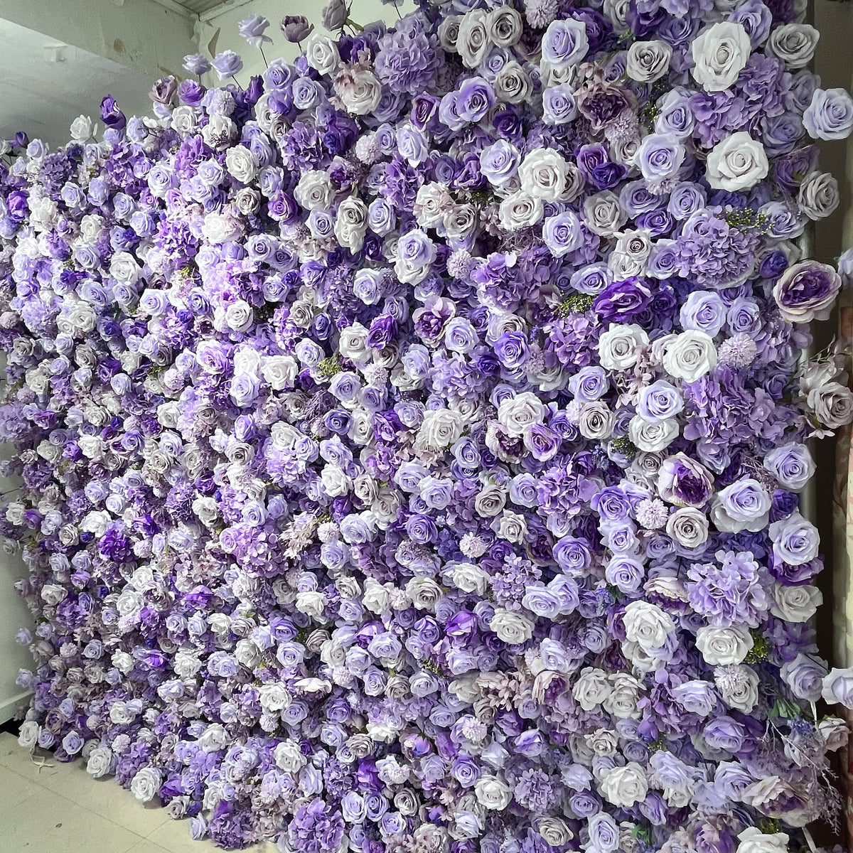 SPR Handmade Realistic Silk Blue-Violet Artificial Flower Wall Backdrop for Wedding Valentine's Day and Back to School