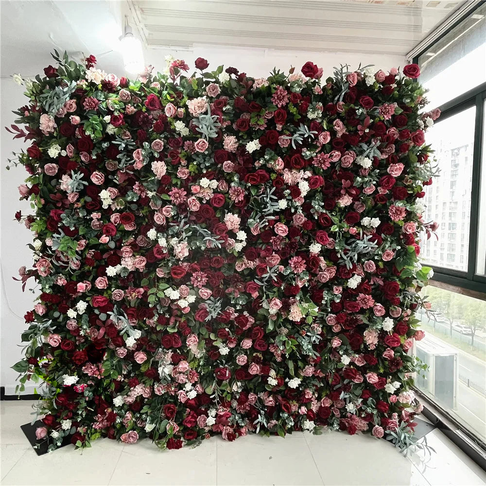 SPR 7D Roll up Handmade Custom Size Color Artificial Floral Wall Greenery with Hydrangea Rose Lotus Wedding Backdrop Panel
