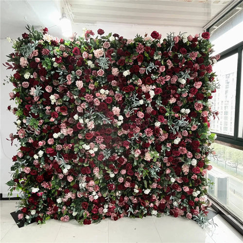 SPR 7D Roll up Handmade Custom Size Color Artificial Floral Wall Greenery with Hydrangea Rose Lotus Wedding Backdrop Panel
