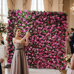 SPR New Decorative Roll up Centerpiece Flower Wall Backdrop Big Giant Artificial Silk Fabric Flower Wall for Wedding Party - SPR-FW231215-4