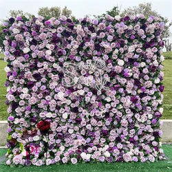 SPR Bridesmaids Bouquet DIY Flower Arrangementartifical Flower Wall Roll up Artificial Rose Orchid Wedding Flower Backdrop Wall - 8*8ft / SPR-FW22425-5