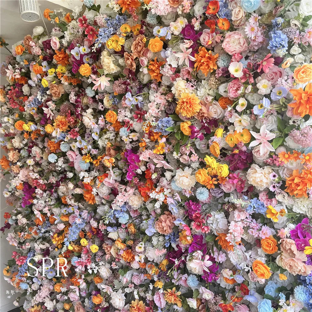 SPR Rolled Flower Wall Silk Flower Cloth Silk Structure Material Wedding Stage Backdrop Artificial Flowers for Salon Wall Decor