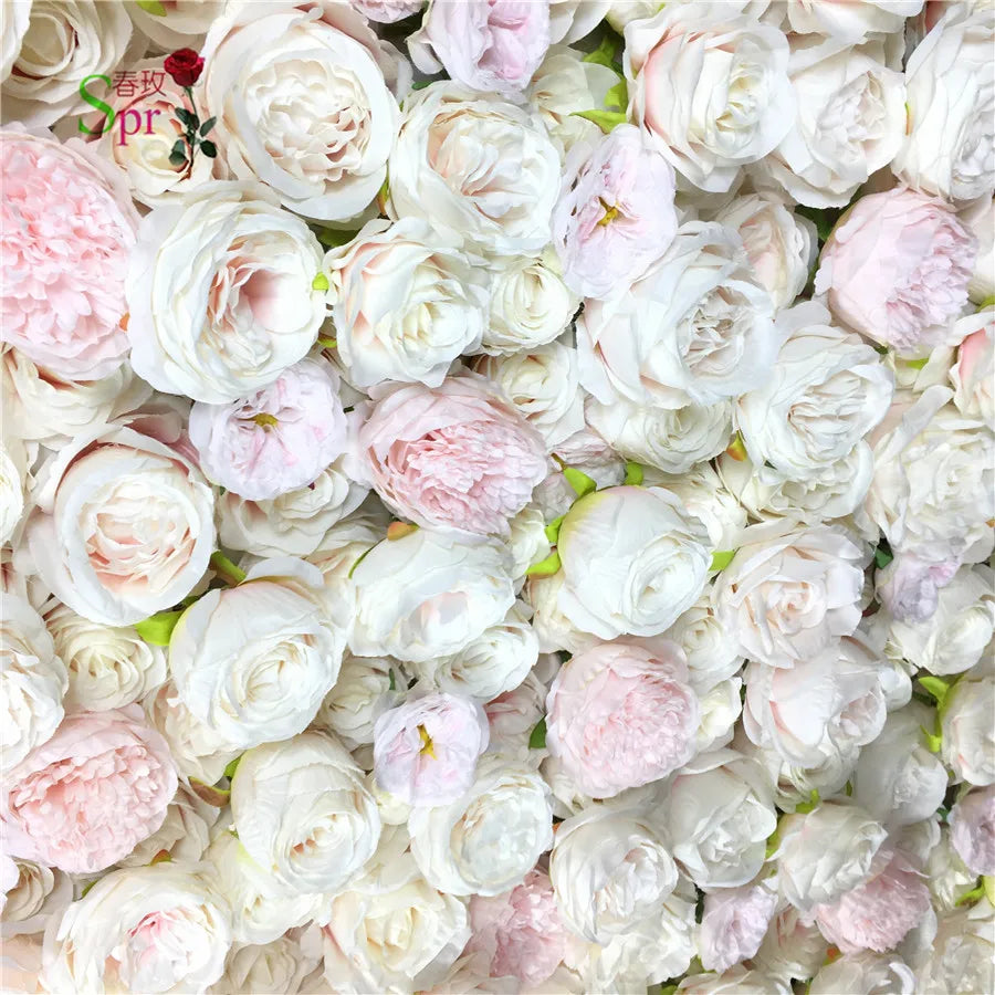 SPR customized size& color  Mix Roll up Cloth Flower Wall Handmade for Wedding Backdrop Baby Show Party Backdrop