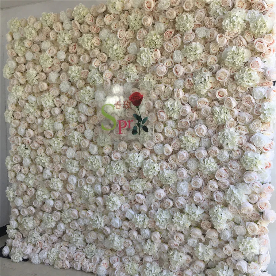 SPR 3D Rolled Silk Fabric Realistic Rose Flower Wall Home Wedding Party Graduation Decor-Eco-Friendly Handcrafted Ceiling Floral