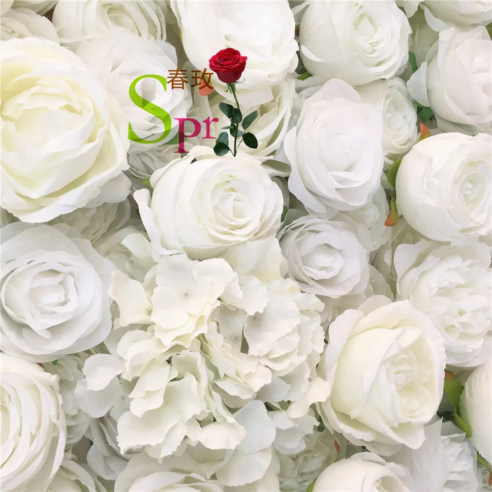 SPR Wholesale Custom White Pink Wedding Supplies Decoration Rose Backdrop Silk Artificial Decorative Flower Wall