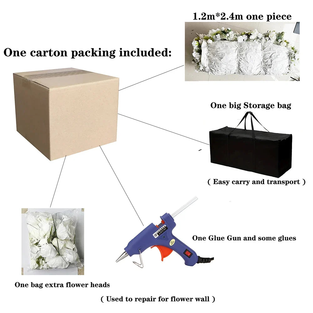 SPR Bridal Bouquet Fabric Back Blue Flower Wedding Decor Backdrop Flowerwall Artificial Decoration Custom Floral Wall Panels